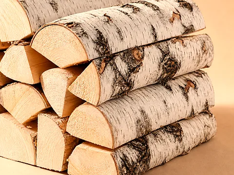 Дрова в сетках по 30 литров — структура древесины и кора